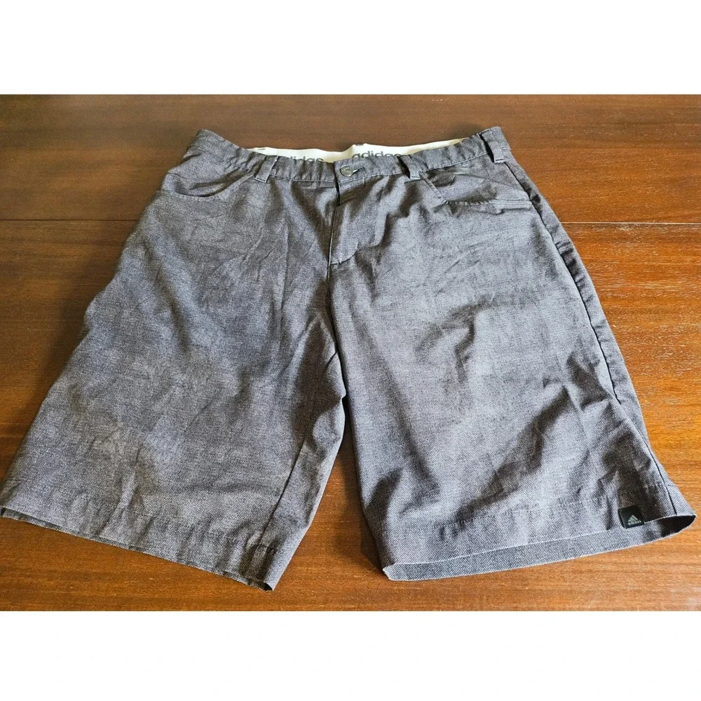 Adidas Golf Shorts Mens 34 Grey Heathered Stretch Performance Flat Front